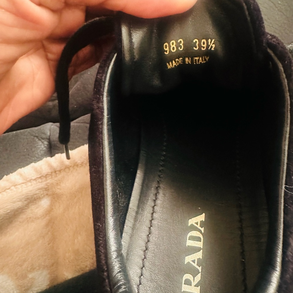 Prada Velvet Black and Red Sneakers - Picture 6 of 7